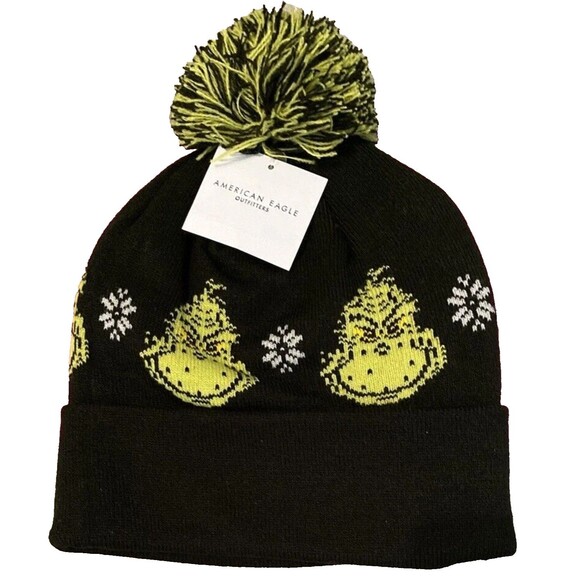 The Grinch Christmas Ten Acre Gifts Adult Green Socks & American Eagle AE Beanie - Picture 3 of 9